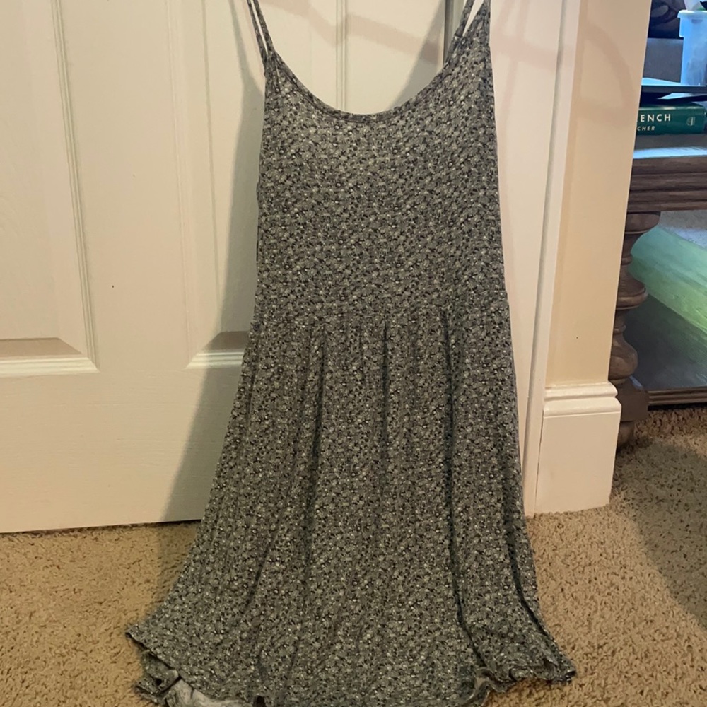 Womens green with floral pattern cotton minidress